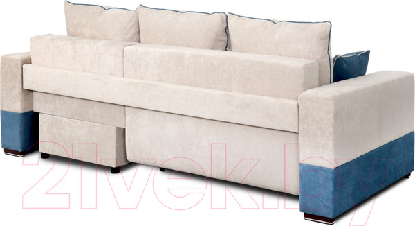 Изображение товара Диван угловой Мебельград Бостон Стандарт (торонто бежевый/торонто бежевый/торонто голубой)