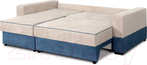 Изображение товара Диван угловой Мебельград Бостон Стандарт (торонто бежевый/торонто бежевый/торонто голубой)