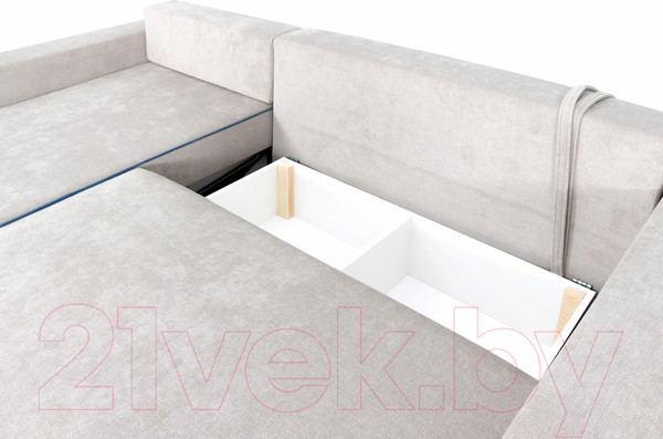 Изображение товара Диван угловой Мебельград Бостон Стандарт (торонто бежевый/торонто бежевый/торонто голубой)