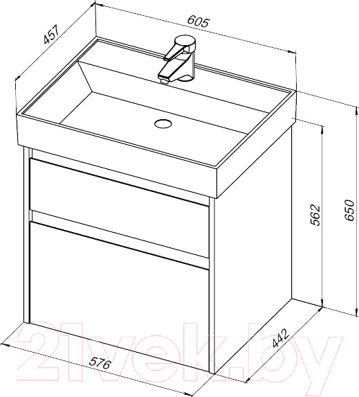 Изображение товара Тумба под умывальник Aquanet Nova Lite 60 / 287901