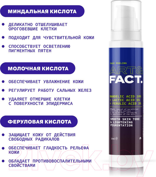 Изображение товара Пилинг для лица Art&Fact Mandelic Acid 10% + Lactic Acid 5% + Ferulic Acid 3% всесезонный (30мл)
