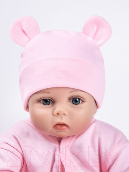 Изображение товара Шапочка для малышей Amarobaby Nature Essence Bear / AB-OD22-NE16Be/06-40 (розовый, р. 40)