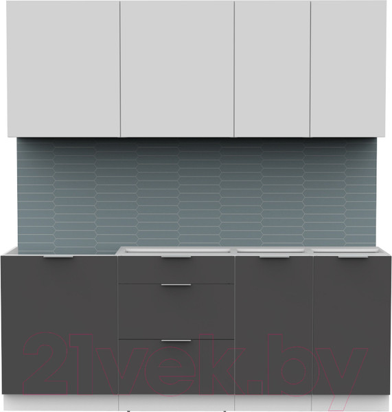 Изображение товара Кухонный гарнитур Интермебель Микс Топ-5 2.0м без столешницы (белый премиум/графит серый)