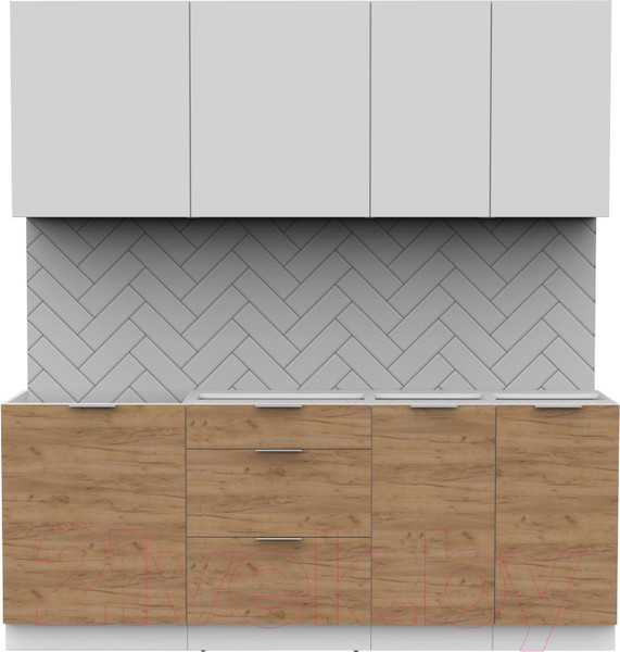 Изображение товара Кухонный гарнитур Интермебель Микс Топ-5 2.0м без столешницы (белый премиум/дуб крафт золотой)