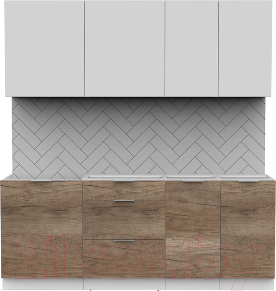 Изображение товара Кухонный гарнитур Интермебель Микс Топ-5 2.0м без столешницы (белый премиум/дуб каньон)