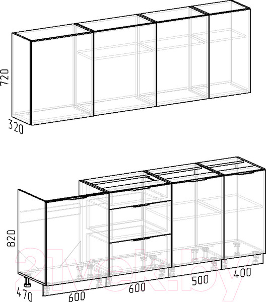 Изображение товара Кухонный гарнитур Интермебель Микс Топ-6 2.1м без столешницы (белый премиум)