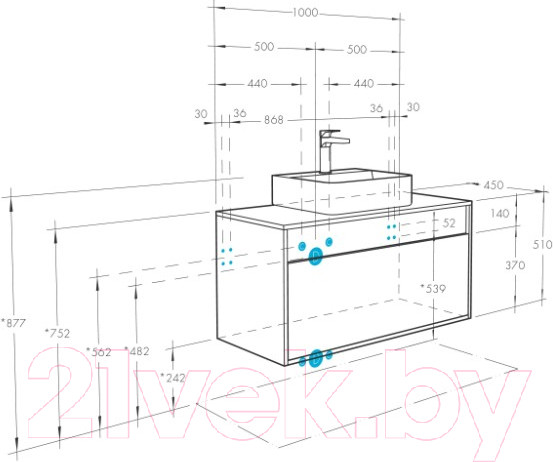 Изображение товара Тумба с умывальником Акватон Лофт Урбан 100 (1A2477K4LQX60)
