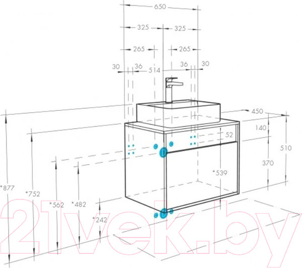 Изображение товара Тумба с умывальником Акватон Лофт Урбан 65 (1A2540K5LQX60)