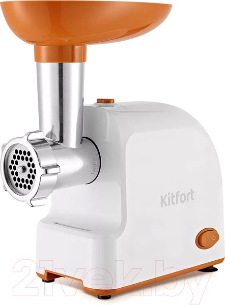 Изображение товара Мясорубка электрическая Kitfort KT-2113-1 (белый/оранжевый)
