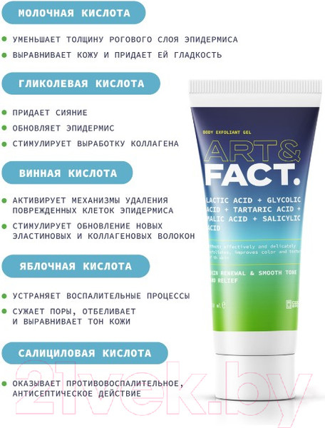 Изображение товара Гель для тела Art&Fact Эксфолиант Lactic Acid 7% + Glycolic Acid 5% (150мл)