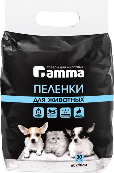Изображение товара Одноразовая пеленка для животных Gamma 60x90 / 30552007 (30шт)
