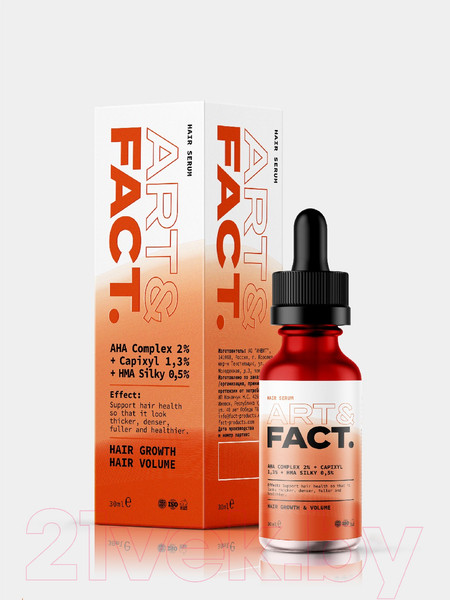 Изображение товара Сыворотка для волос Art&Fact AHA Complex 2% + Capixyl 1.3% + HMA Silk 0.5% Мультипептидная (30мл)