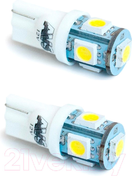 Изображение товара Комплект автомобильных ламп AVS T027 Т10 / A80605S (2шт, белый)