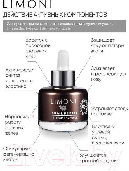 Изображение товара Сыворотка для лица Limoni Snail Repair Intensive Ampoule  (30мл)