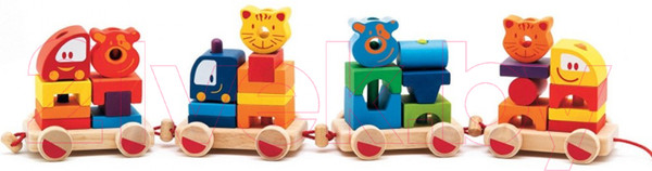 Изображение товара Развивающий игровой набор Djeco Пирамидка-паровозик Мой маленький поезд / 06315