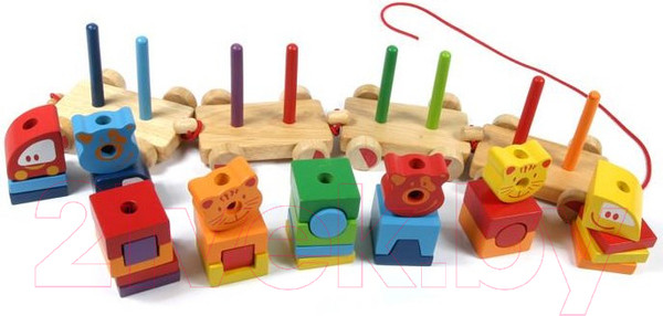 Изображение товара Развивающий игровой набор Djeco Пирамидка-паровозик Мой маленький поезд / 06315