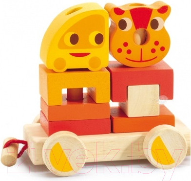 Изображение товара Развивающий игровой набор Djeco Пирамидка-паровозик Мой маленький поезд / 06315