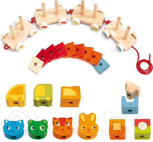 Изображение товара Развивающий игровой набор Djeco Пирамидка-паровозик Мой маленький поезд / 06315