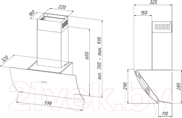 Изображение товара Вытяжка наклонная Akpo Clarus 60 WK-11 (черный)