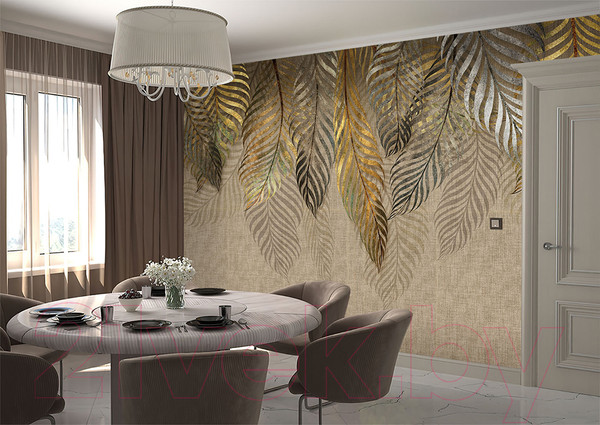 Изображение товара Фотообои листовые Vimala Пальмовые листья золотые (270x300)