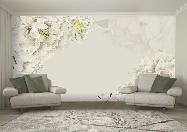 Изображение товара Фотообои листовые Vimala 3D Бежевые цветы (270x400)