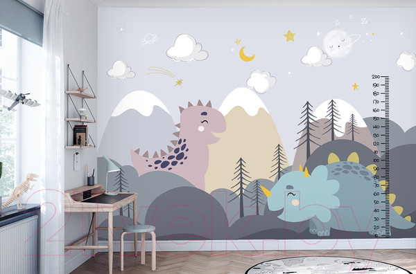 Изображение товара Фотообои листовые Vimala Динозавры ростометр (270x400)