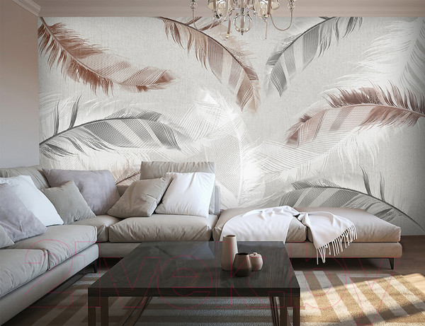 Изображение товара Фотообои листовые Vimala Перья на бетоне (270x400)