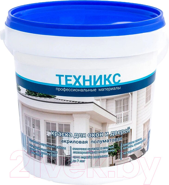 Изображение товара Краска Техникс ВД-АК-1УМ Для окон и дверей (1кг, серый, полуматовый)