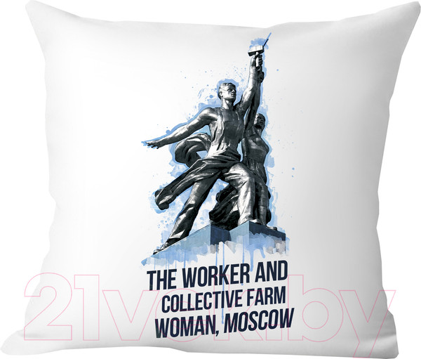 Изображение товара Подушка декоративная Print Style Рабочий и колхозница / 40x40plat29