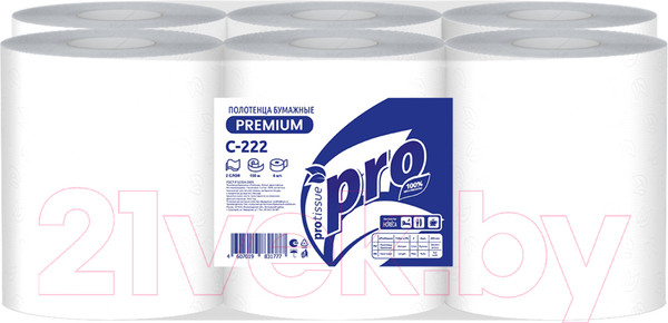 Изображение товара Бумажные полотенца PROtissue Premium 2х-слойные / С222 (150м)