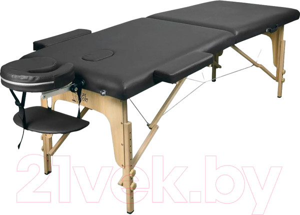 Изображение товара Массажный стол Atlas Sport Складной 2-с 60см (черный/деревянный)