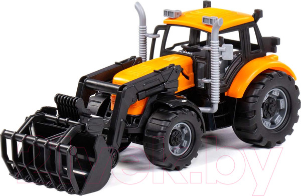 Изображение товара Погрузчик игрушечный Полесье Прогресс Сельскохозяйственный / 91758 (инерционный, оранжевый)