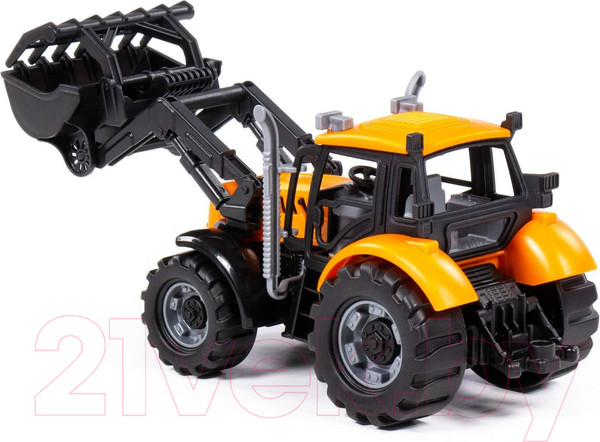 Изображение товара Погрузчик игрушечный Полесье Прогресс Сельскохозяйственный / 91758 (инерционный, оранжевый)