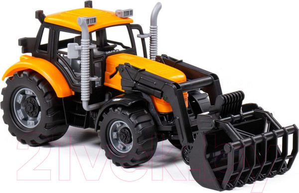 Изображение товара Погрузчик игрушечный Полесье Прогресс Сельскохозяйственный / 91758 (инерционный, оранжевый)