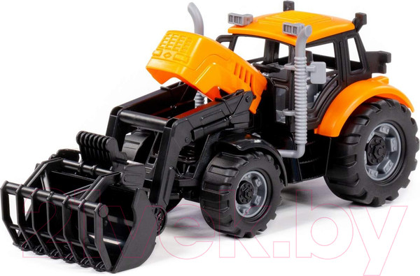 Изображение товара Погрузчик игрушечный Полесье Прогресс Сельскохозяйственный / 91758 (инерционный, оранжевый)
