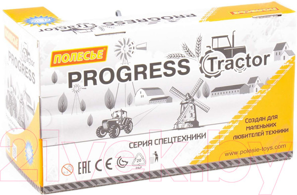 Изображение товара Погрузчик игрушечный Полесье Прогресс Сельскохозяйственный / 91758 (инерционный, оранжевый)