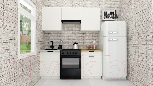 Изображение товара Кухонный гарнитур ВерсоМебель Эко-1 1.7 (белый фасадный/ст.золотистый дуб)