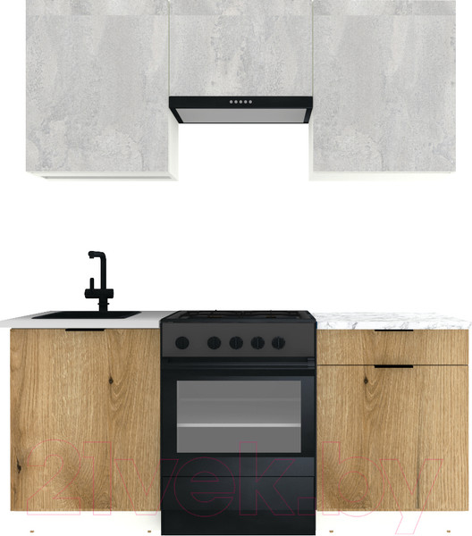 Изображение товара Кухонный гарнитур ВерсоМебель Эко-1 1.7 (бетонный камень/дуб эвок прибрежный/ст.мрамор итальянский)