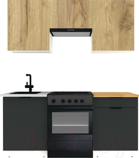 Изображение товара Кухонный гарнитур ВерсоМебель Эко-1 1.7 (дуб крафт золотой/антрацит/ст.золотистый дуб)