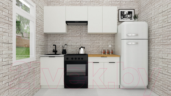 Изображение товара Кухонный гарнитур ВерсоМебель Эко-1 1.9 (белый фасадный/ст.золотистый дуб)