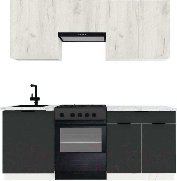 Изображение товара Кухонный гарнитур ВерсоМебель Эко-1 1.9 (дуб крафт белый/антрацит/ст.мрамор итальянский)
