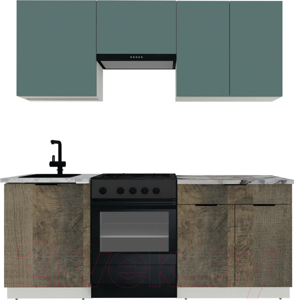 Изображение товара Кухонный гарнитур ВерсоМебель Эко-1 1.9 (сумеречный голубой/дуб гранж песочный/ст.альберика)