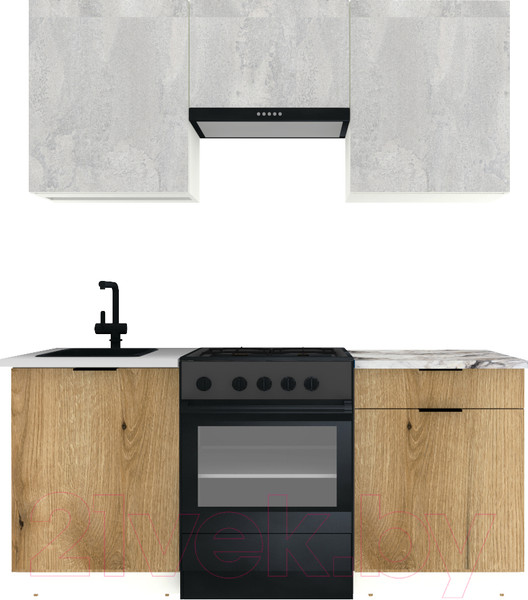 Изображение товара Кухонный гарнитур ВерсоМебель Эко-1 1.7 (бетонный камень/дуб эвок прибрежный/ст.альберика)