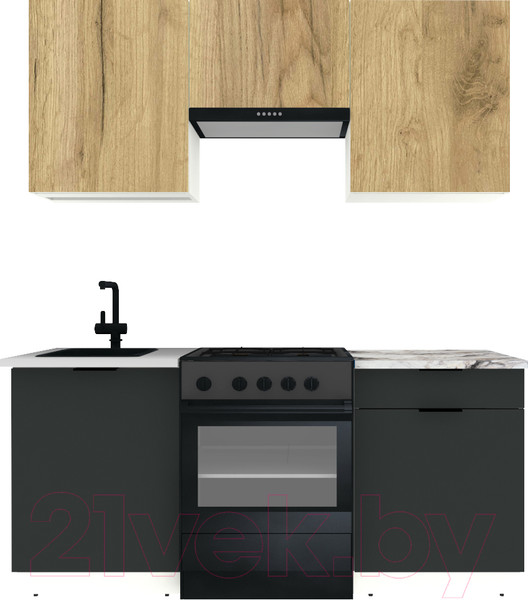 Изображение товара Кухонный гарнитур ВерсоМебель Эко-1 1.7 (дуб крафт золотой/антрацит/ст.альберика)