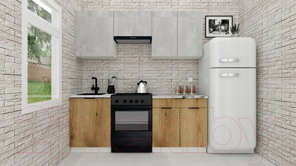 Изображение товара Кухонный гарнитур ВерсоМебель Эко-1 1.9 (бетонный камень/дуб эвок прибрежный/ст.альберика)