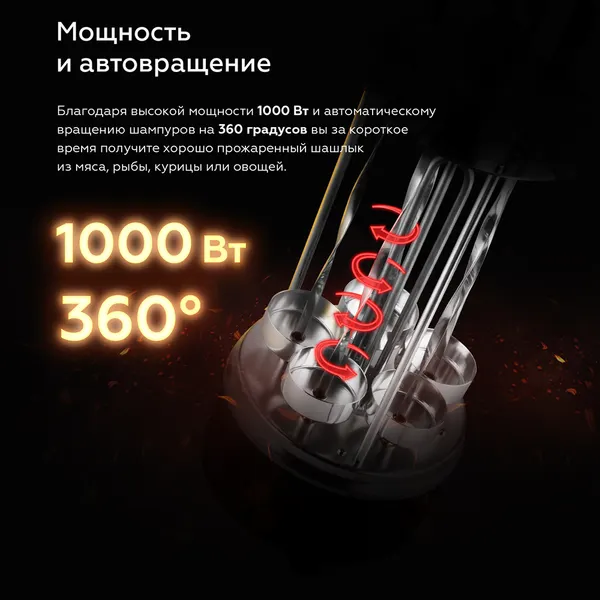 Изображение товара Электрошашлычница BQ BBQ1001 (черный/стальной)