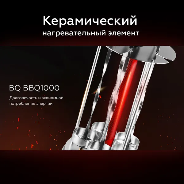 Изображение товара Электрошашлычница BQ BBQ1001 (черный/стальной)