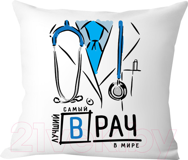 Изображение товара Подушка декоративная Print Style Самый лучший врач в мире / 40x40plat61