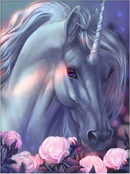 Изображение товара Набор алмазной вышивки Алмазная живопись Единорог и розы / АЖ-1968