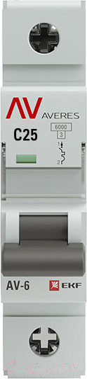 Изображение товара Выключатель автоматический EKF Averes AV-6 1P 25A (C) 6kA / mcb6-1-25C-av